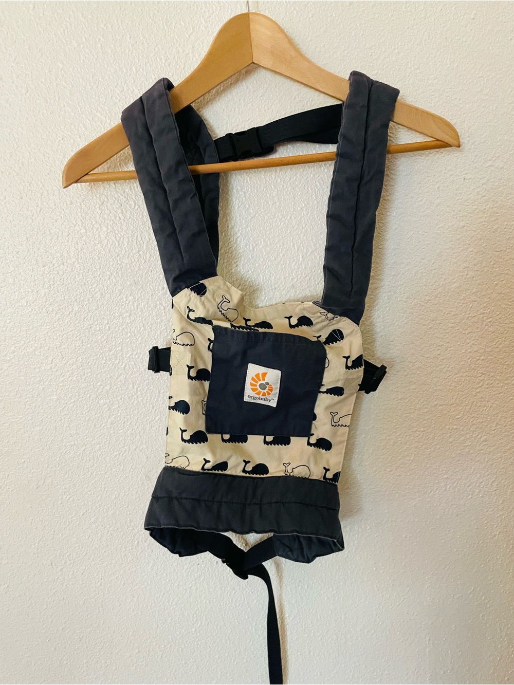Ergobaby Doll Carrier Navy Blue and Cream Whale Print Marine - Like Mom
